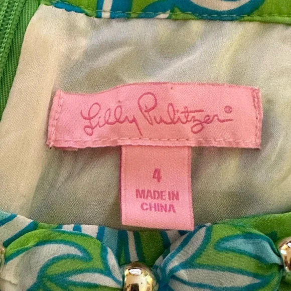 Lilly Pulitzer Joanna Limeade Silk Dress Size 4 - Picture 12 of 13
